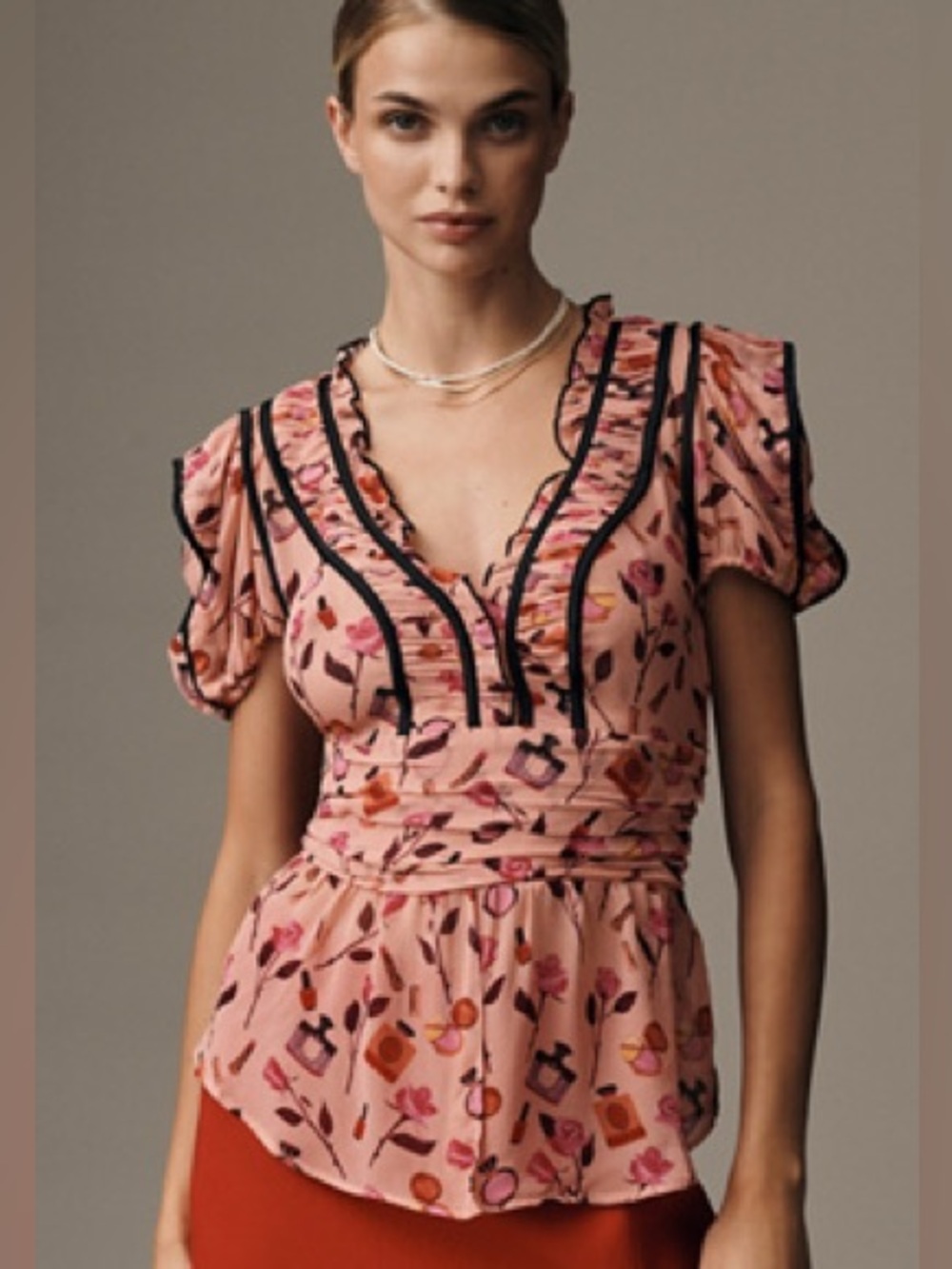 ANTHRO | MAEVE x Anisa Makhoul Ruffle V-Neck Blouse